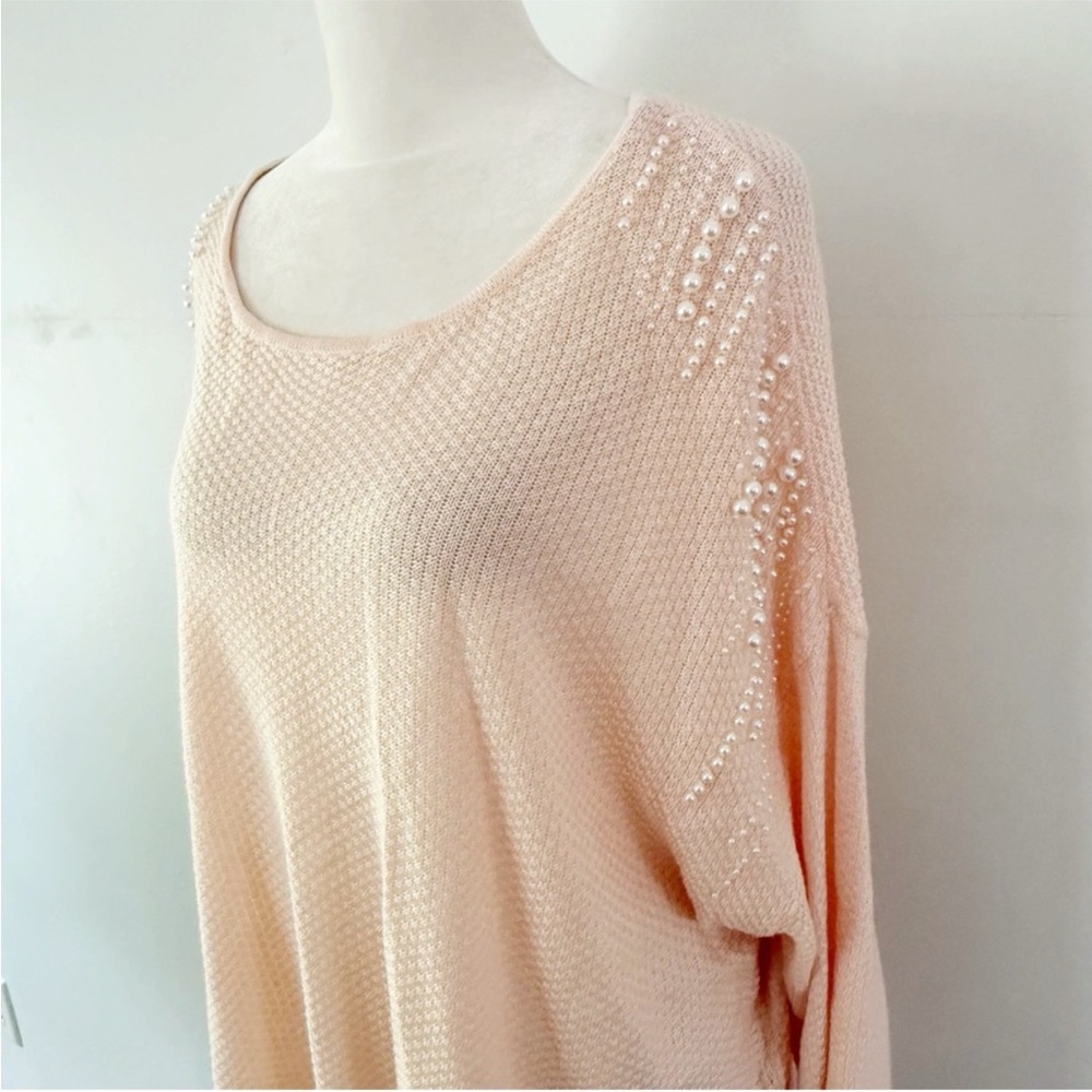 Cato Women Pearl Waffle Knit Sweater Size 22/24W Pink Pastel Feminine Casual - Picture 1 of 8